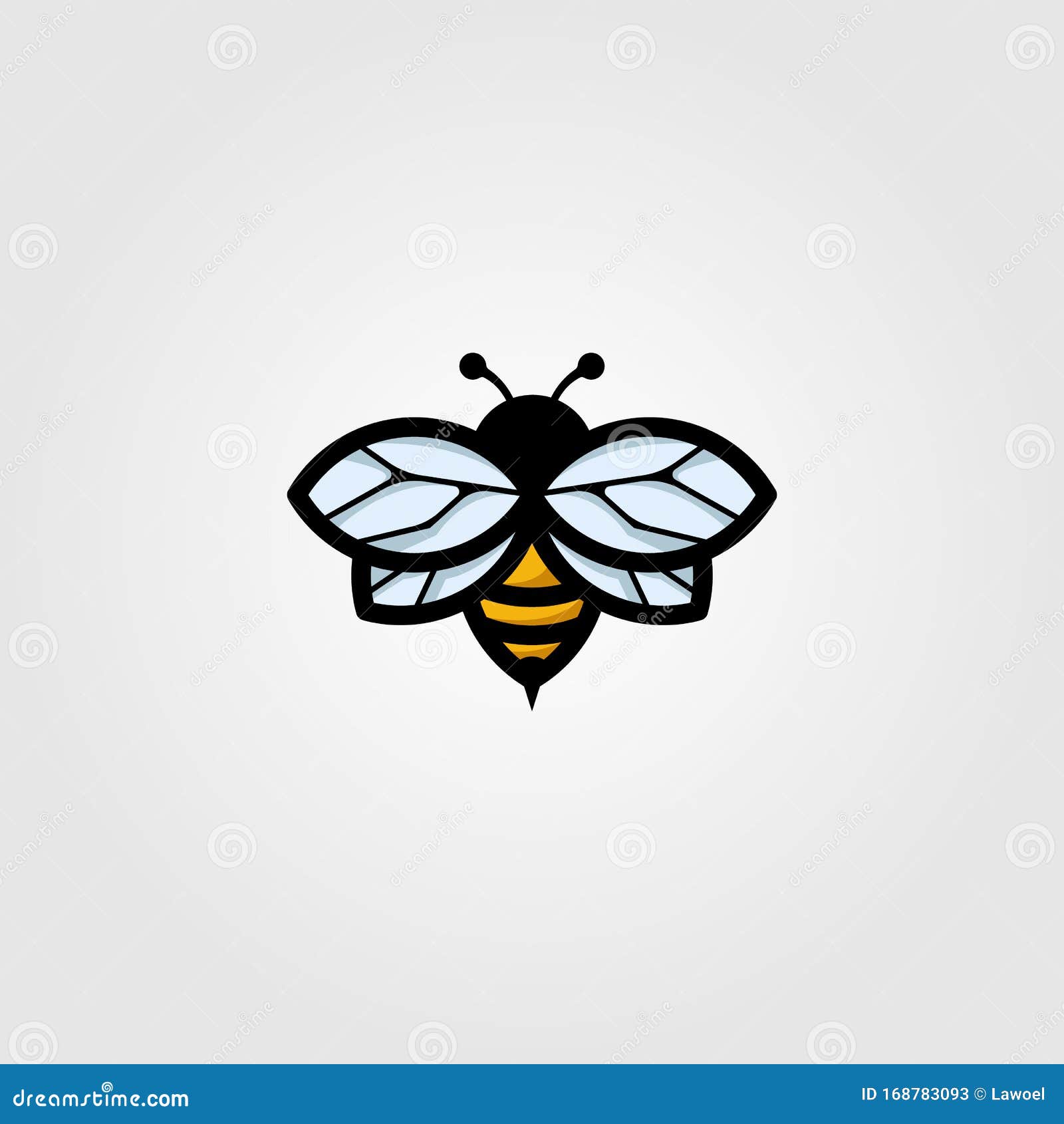 Flying Bumblebee Logo Mascot Vector Vintage Illustration Design Stock