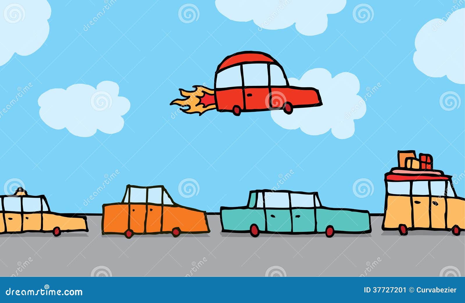 Flying Car Gets Above Traffic Stock Illustration - Illustration of advantage, cloud: 37727201