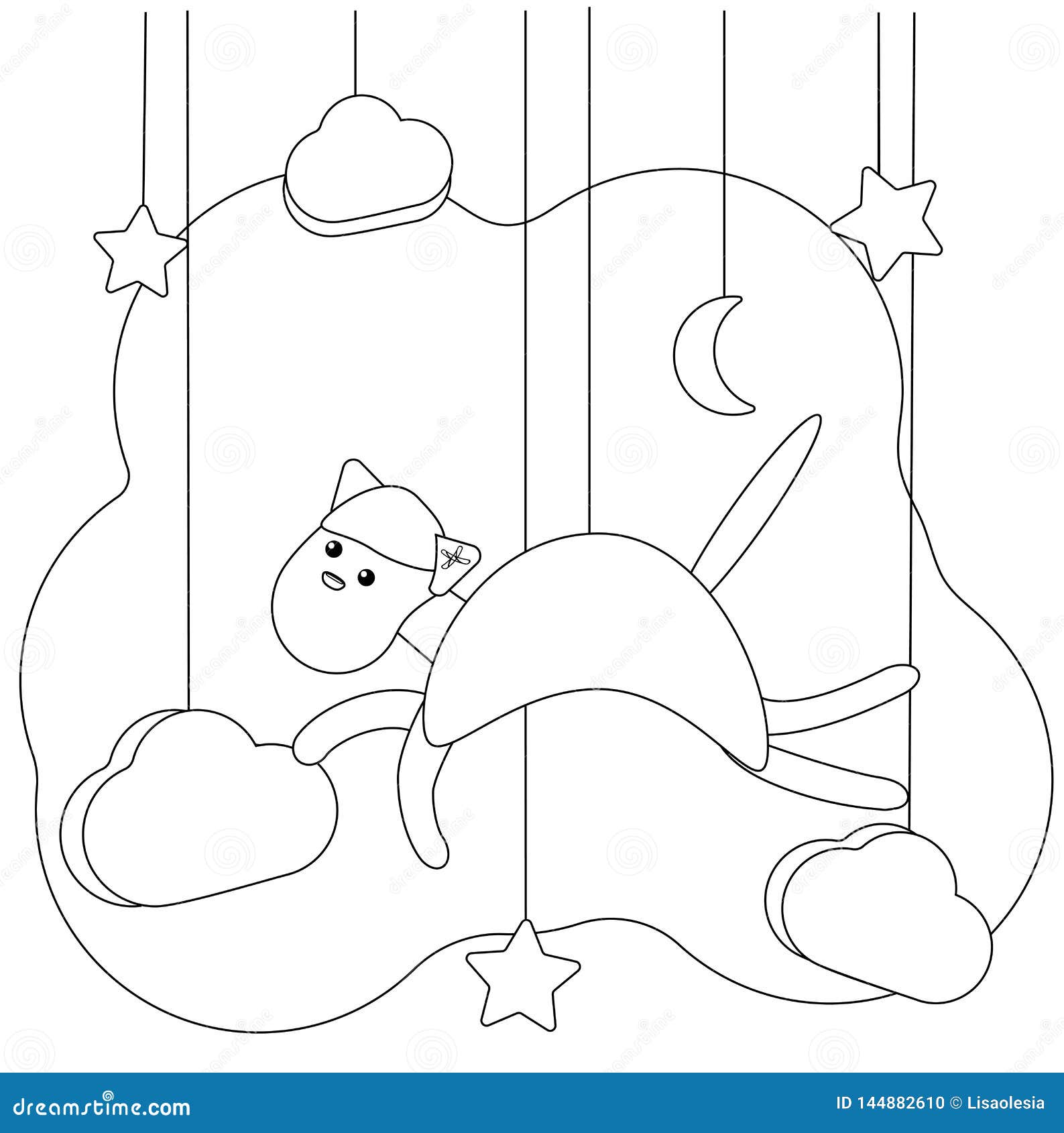 Download Flying Cat Coloring Page For Kids. Educational Leisure ...