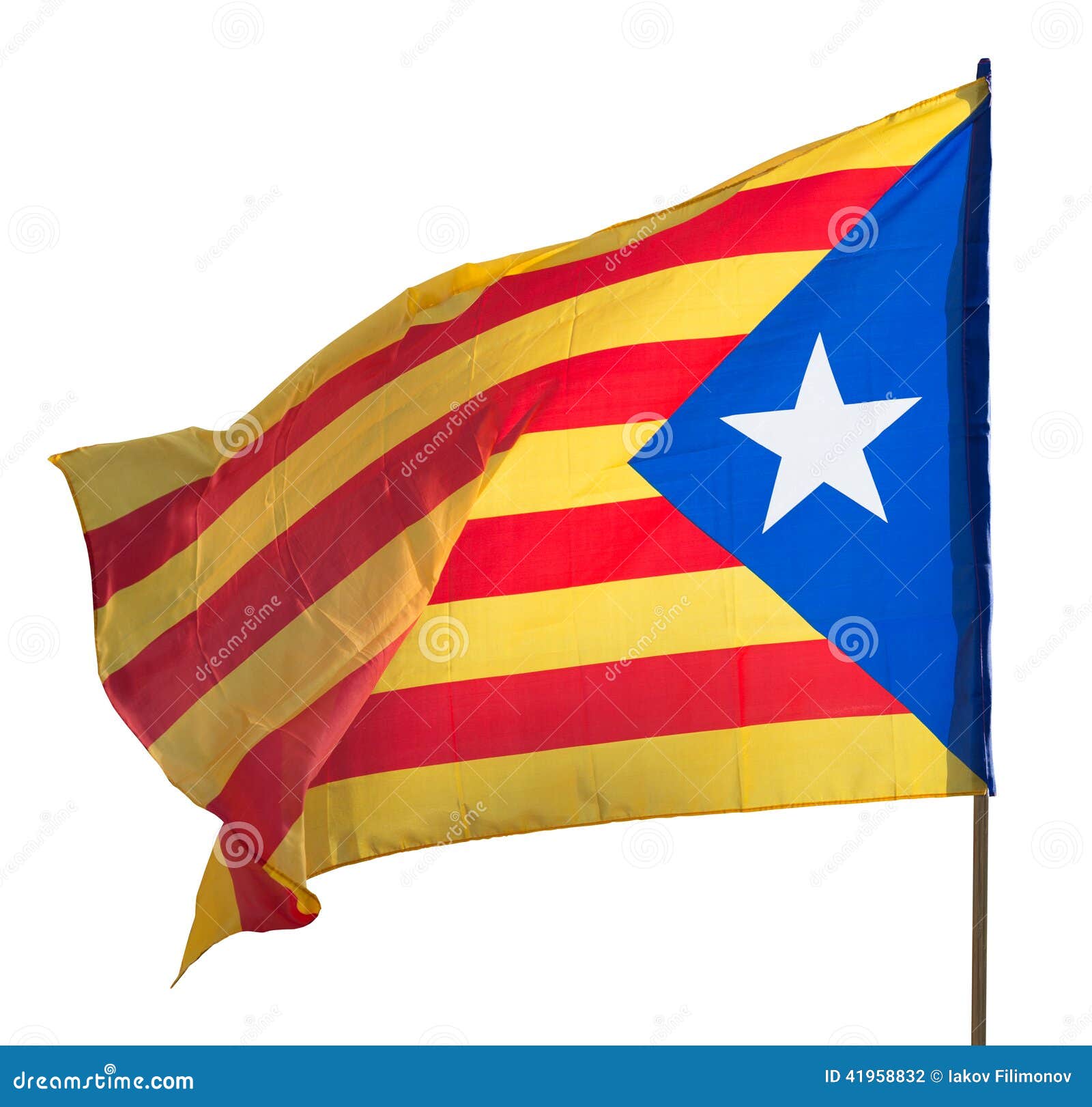 Flying Catalonia Flag. Isolated Over White Stock Photo - Image of ...