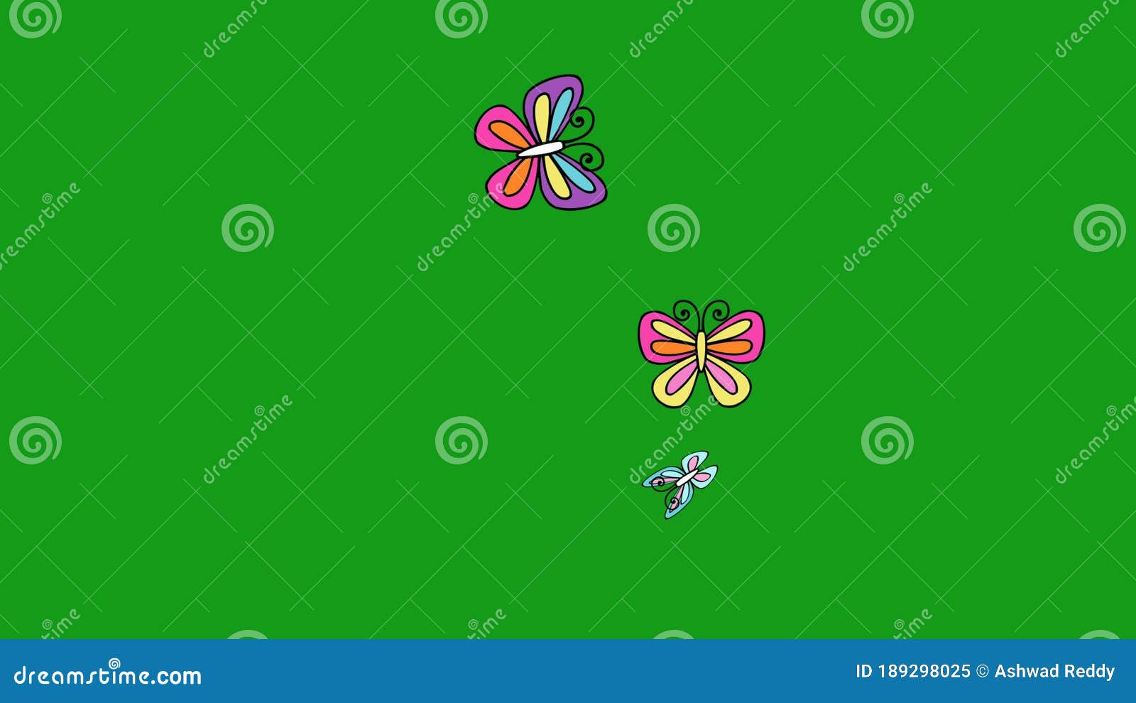 Flying Colourful Butterflies with Green Screen Background Stock Video