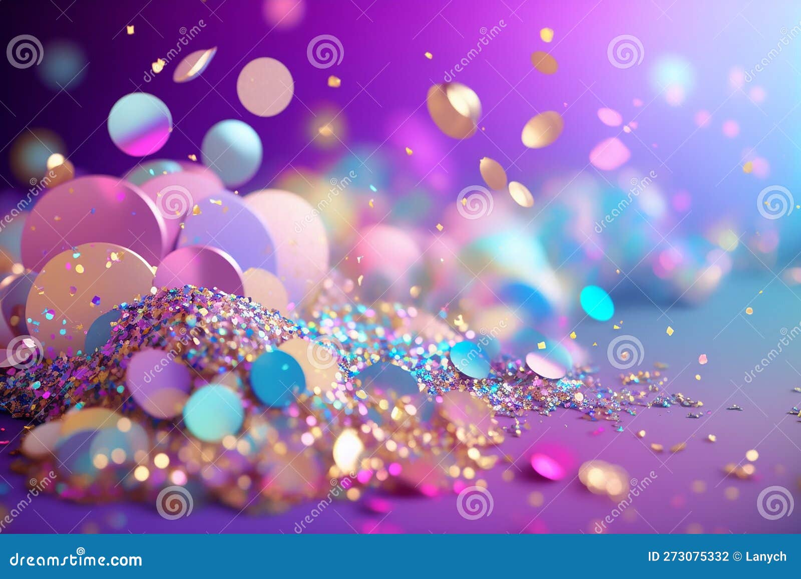 Flying Confetti of Pink, Blue and Golden Colors. Generative AI Stock ...