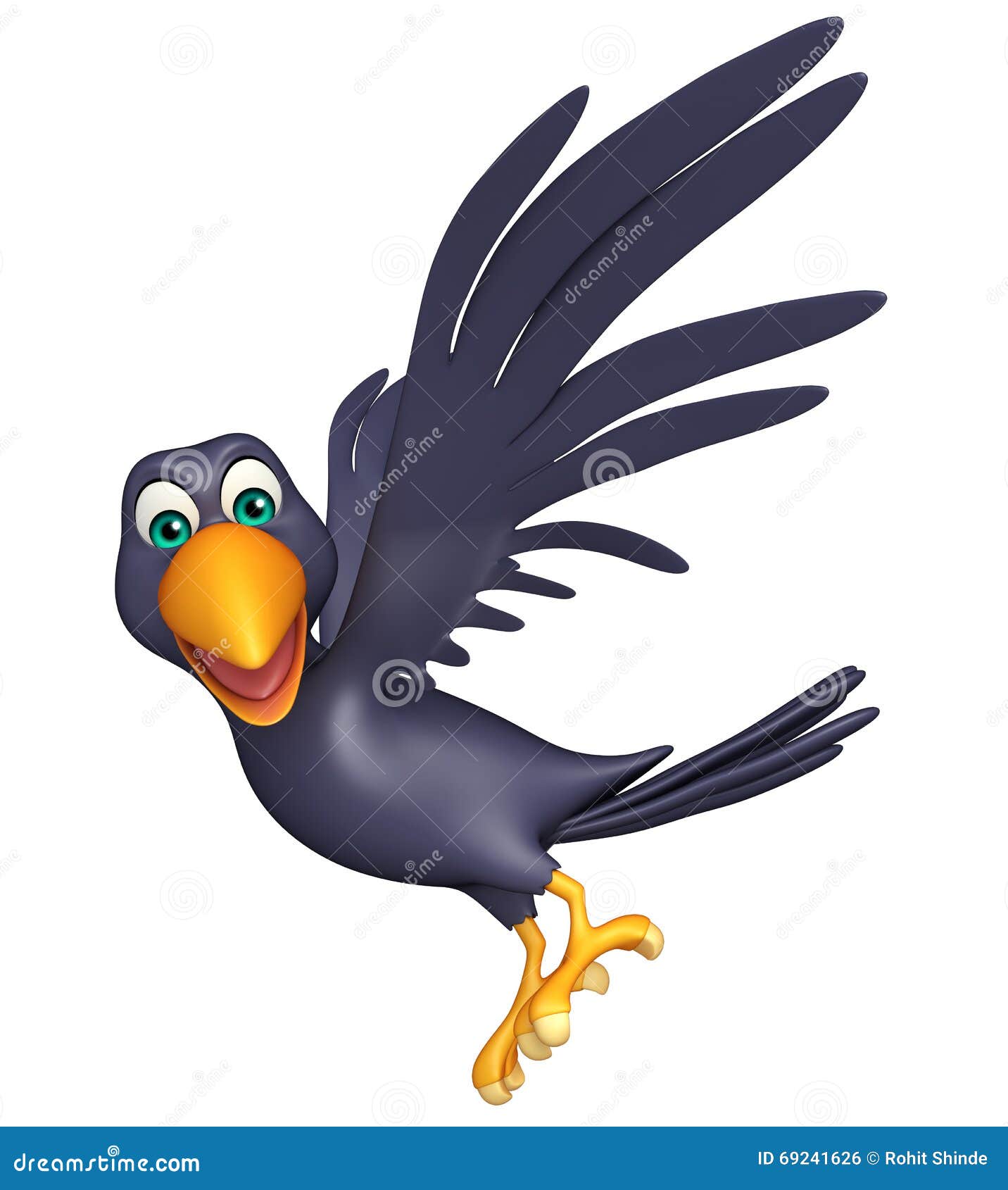 Flying Crow Cartoon Character Stock Illustration - Illustration of beak