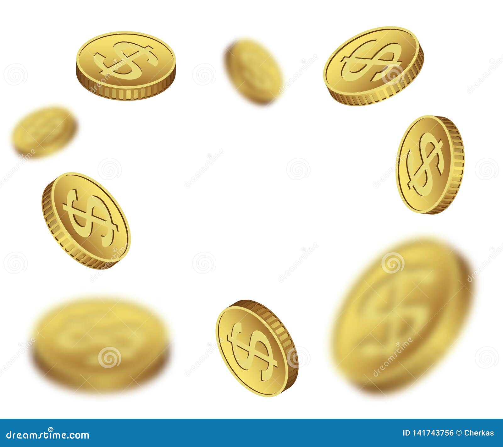 Flying Dollar Coins On A White Background Stock Vector - Illustration ...