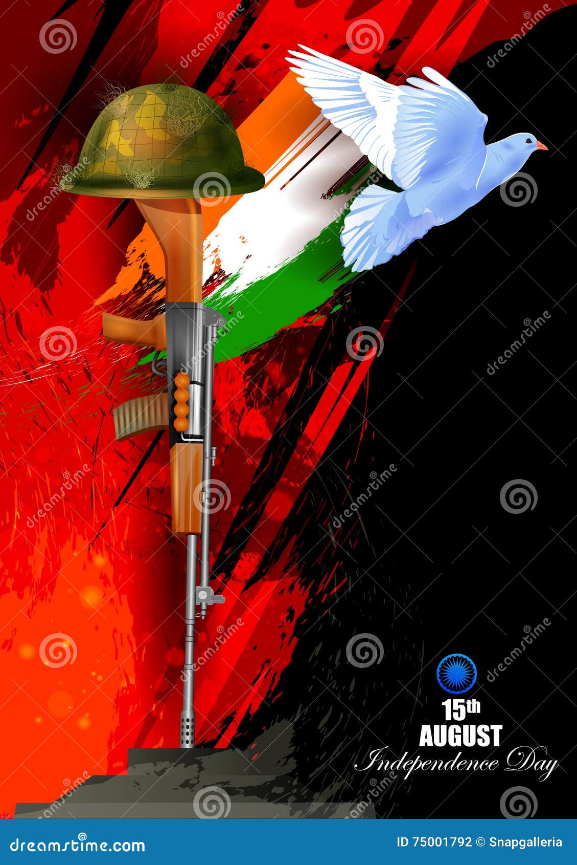 Flying Dove on Indian Independence Day Celebration Background Stock Vector  - Illustration of patriotic, india: 75001792