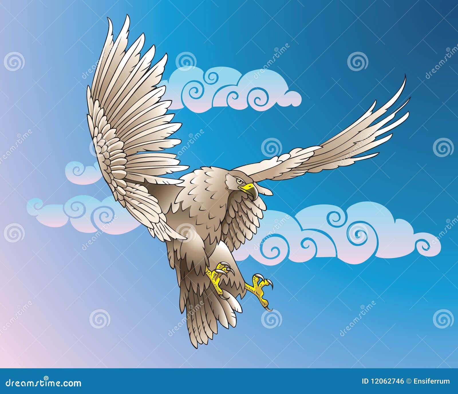 Flying eagle stock vector. Illustration of cloud, falcon 12062746