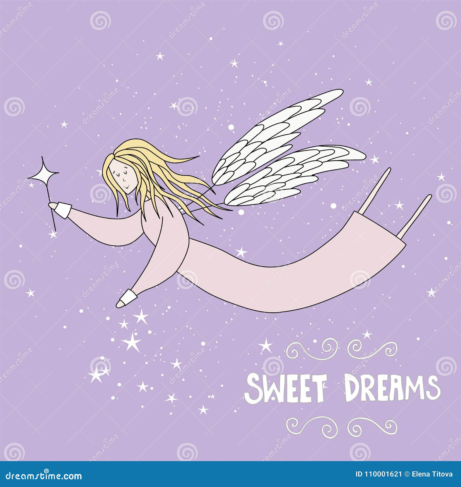 Flying Fairy in Night Sky Vector Illustration Stock Vector ...