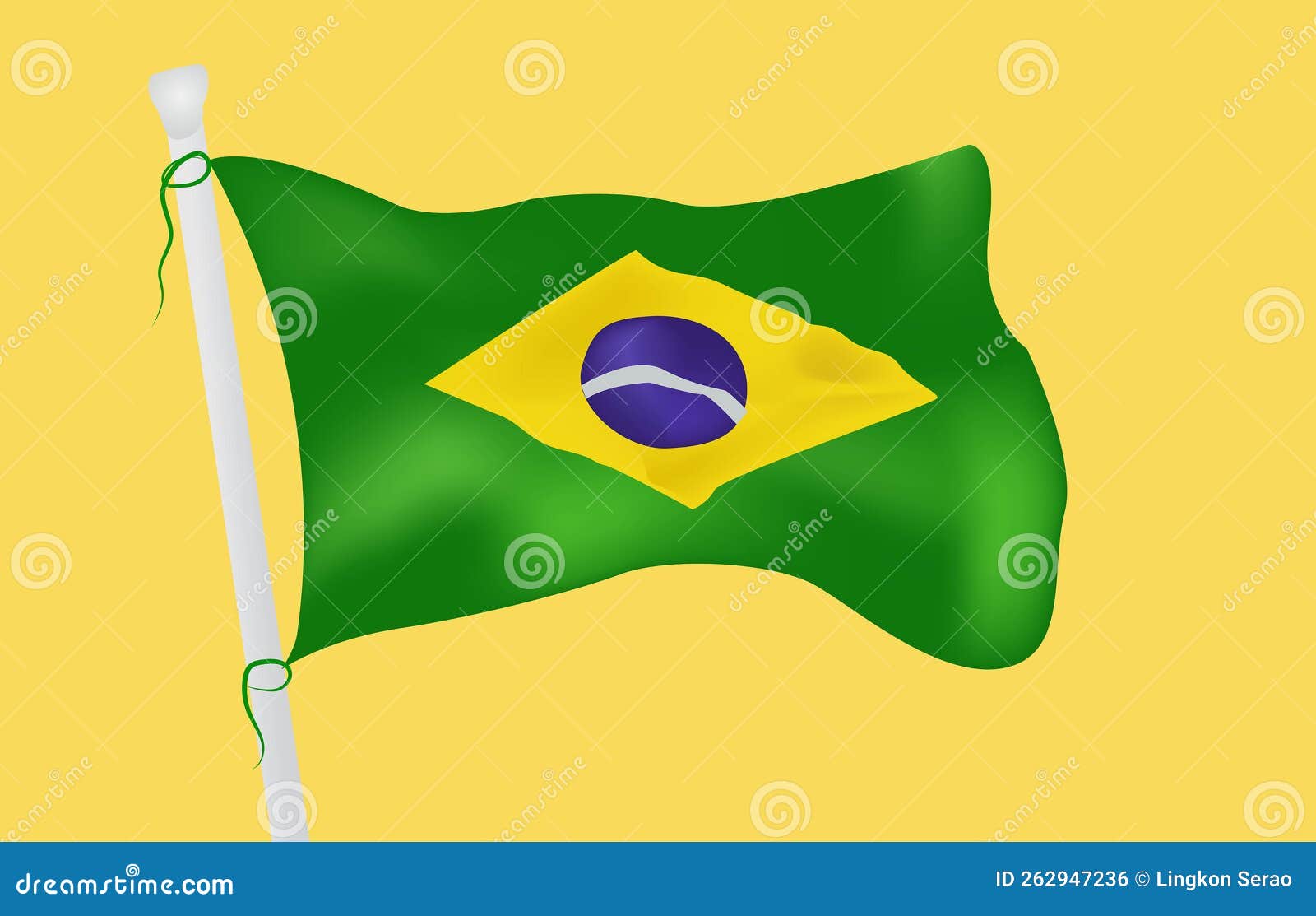 The Flying Flag of Brazil. World Champion Football Team, Brasil