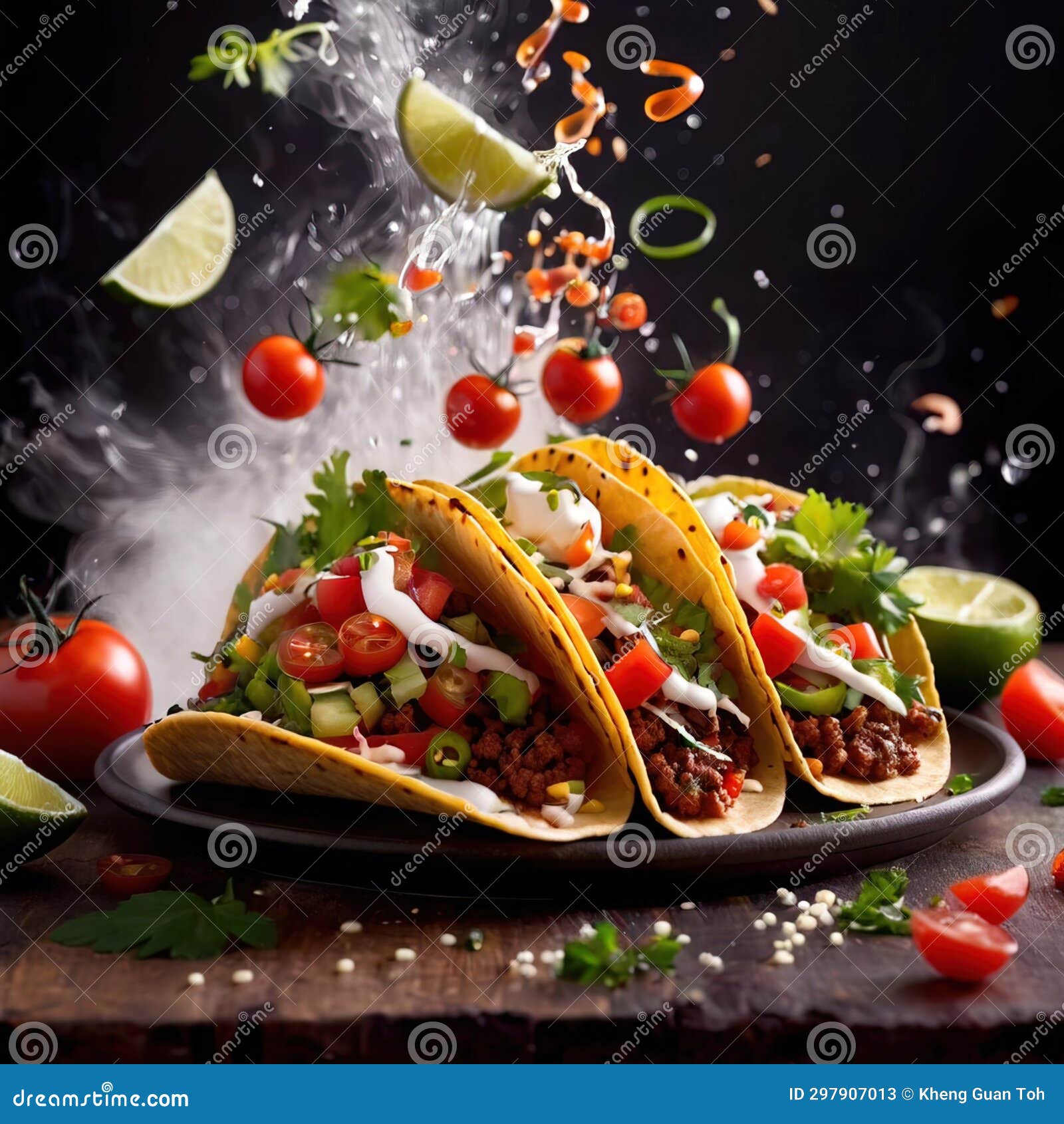 Flying Food Photography with Tacos Stock Illustration Illustration of
