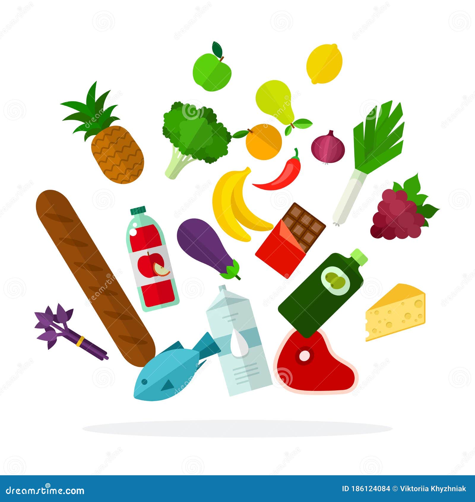 Flying Food Vector Flat Isolated Stock Vector Illustration of