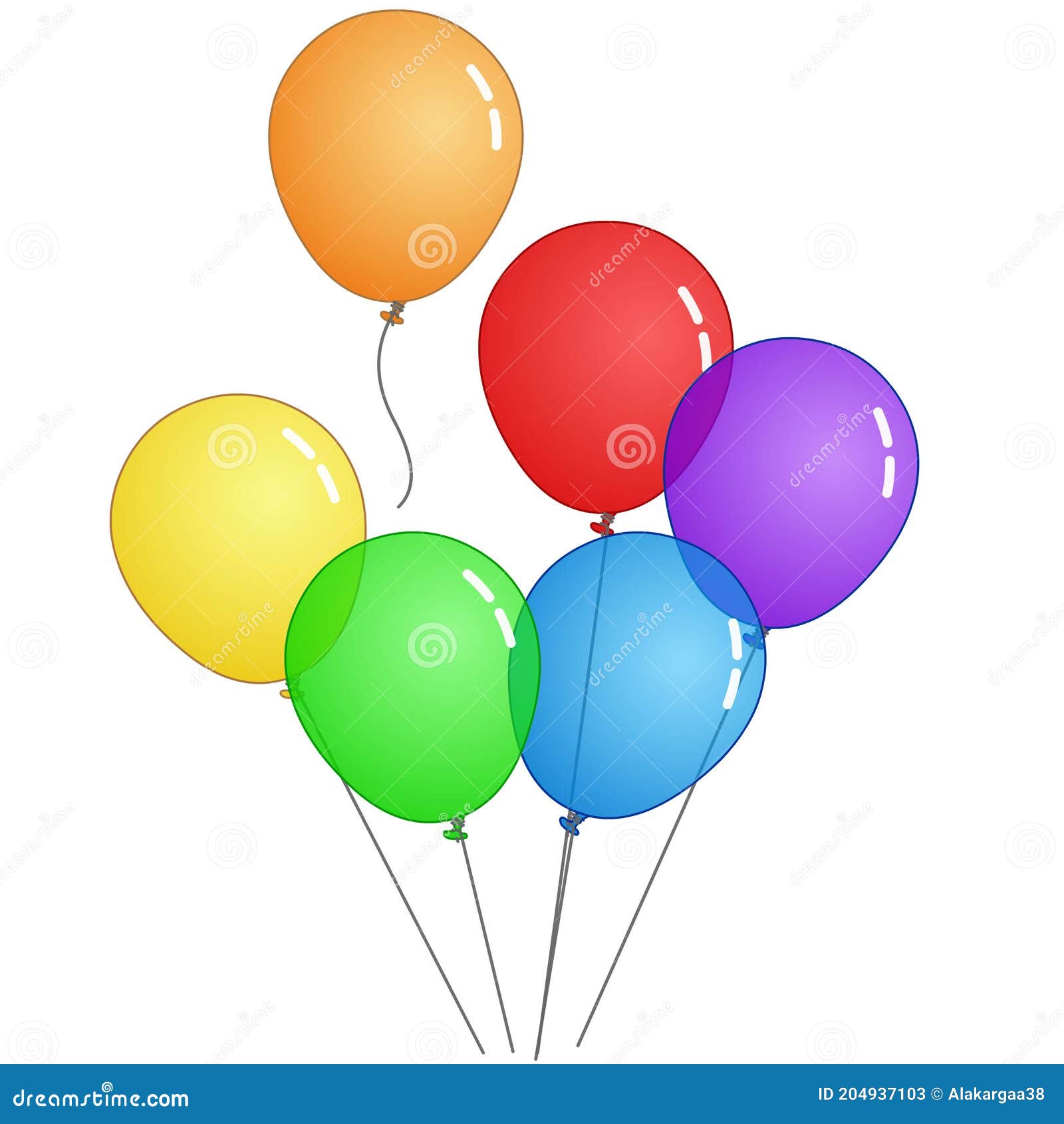 Flying Helium Bunch Balloon, Collection. Colored, Shiny, Transparency Group  Ballons. Red, Green Blue Yellow, Orange. with Spring Stock Vector -  Illustration of group, baloon: 204937103