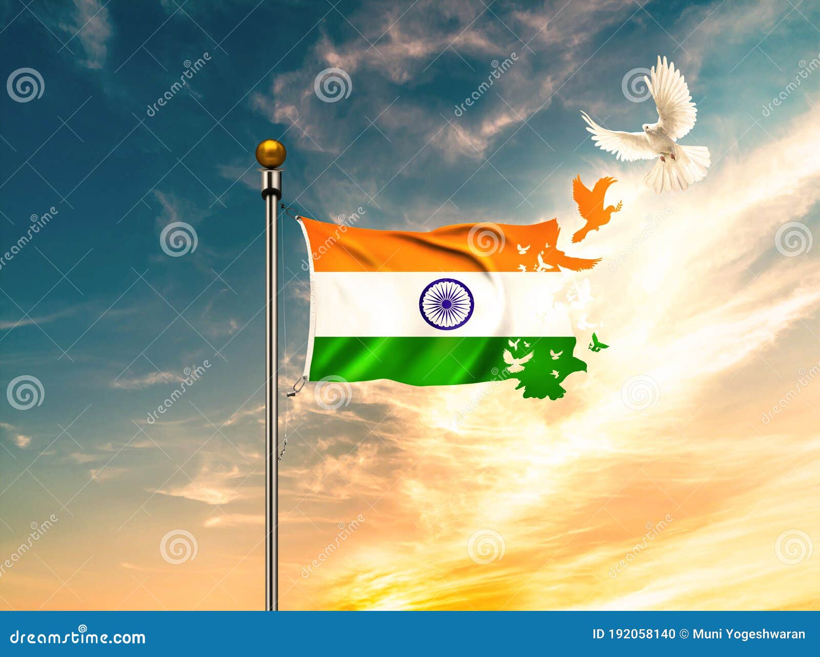FLYING INDIA FLAG with BACKGROUND Stock Illustration - Illustration of  combination, culture: 192058140