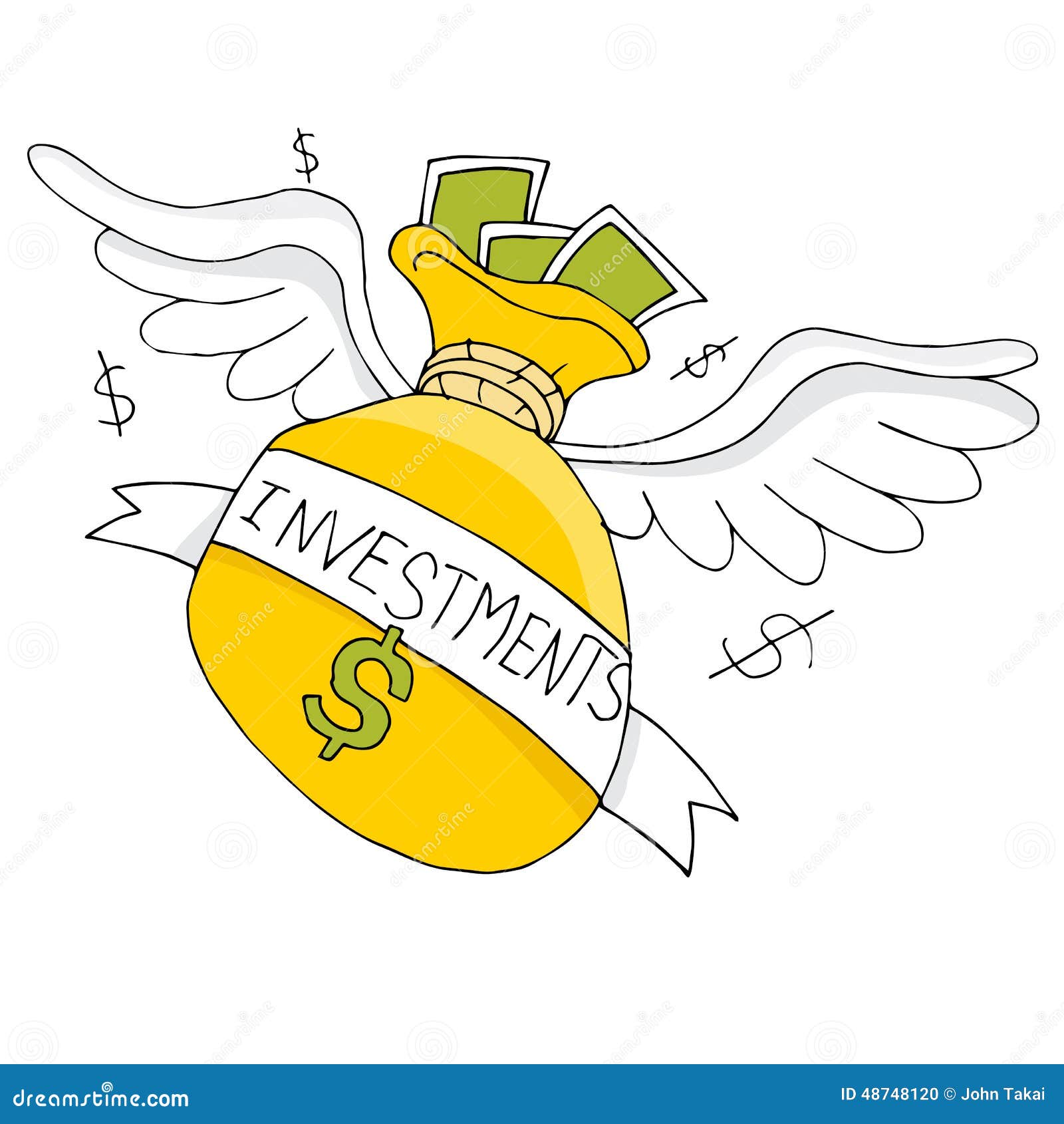 Flying Investment Bag stock vector. Illustration of good 48748120