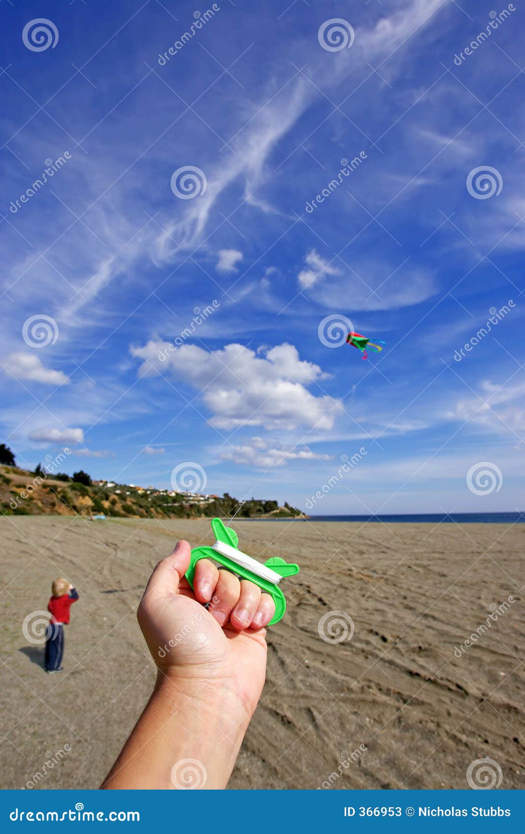 Flying a Kite on the Beach stock image. Image of beach 366953