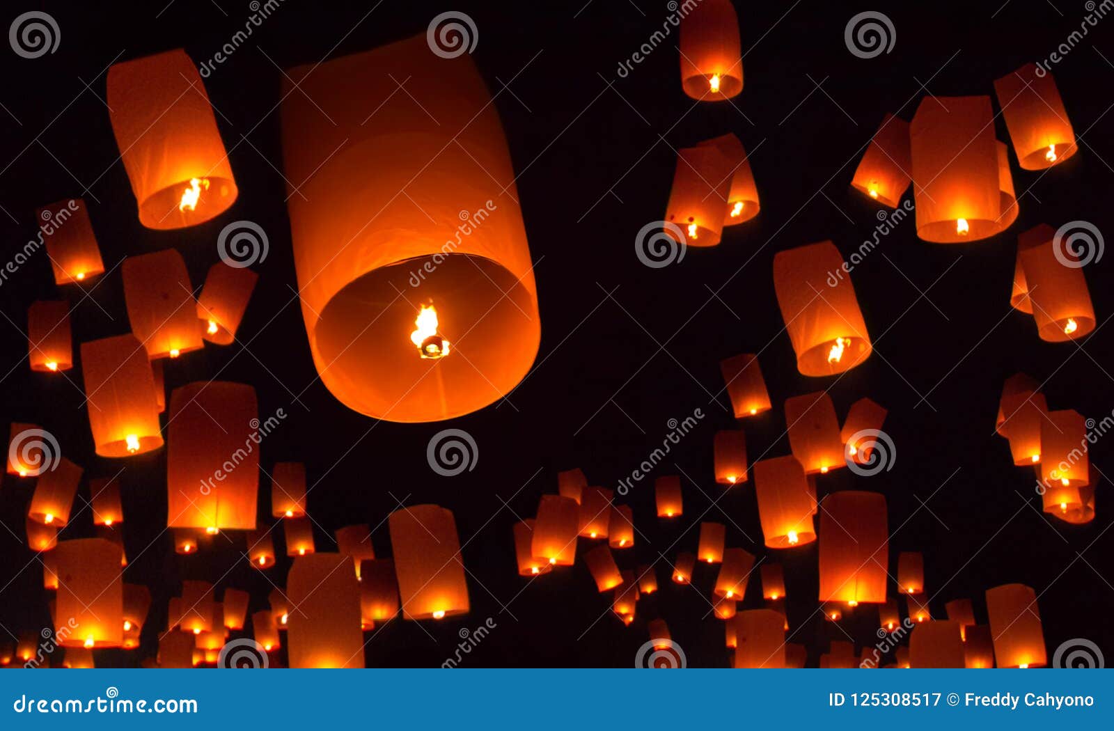 Flying lantern at night stock image. Image of culture 125308517