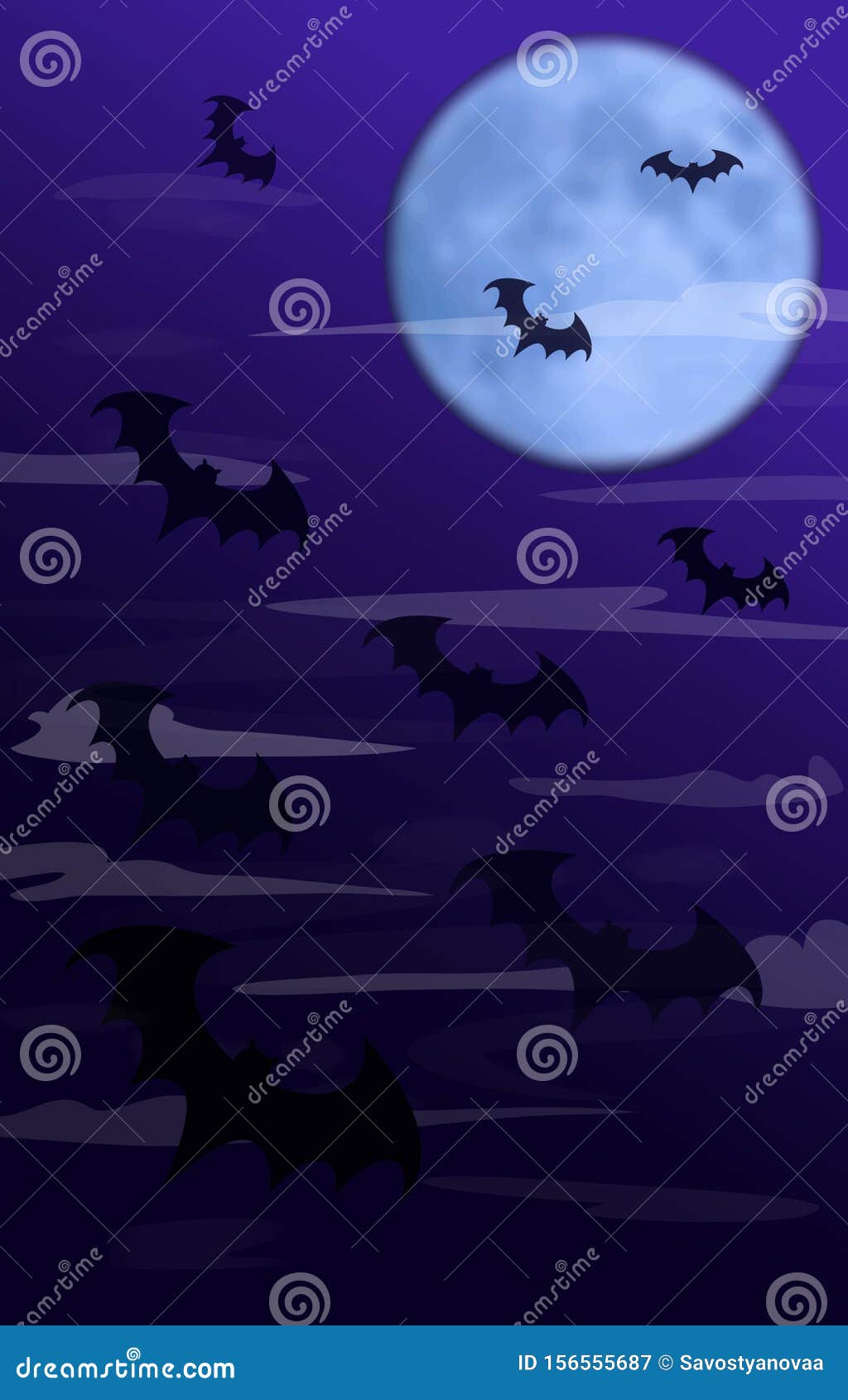 Dark Moon Background With Bats In The Fog Stock Vector Illustration Of Background Graphic 156555687
