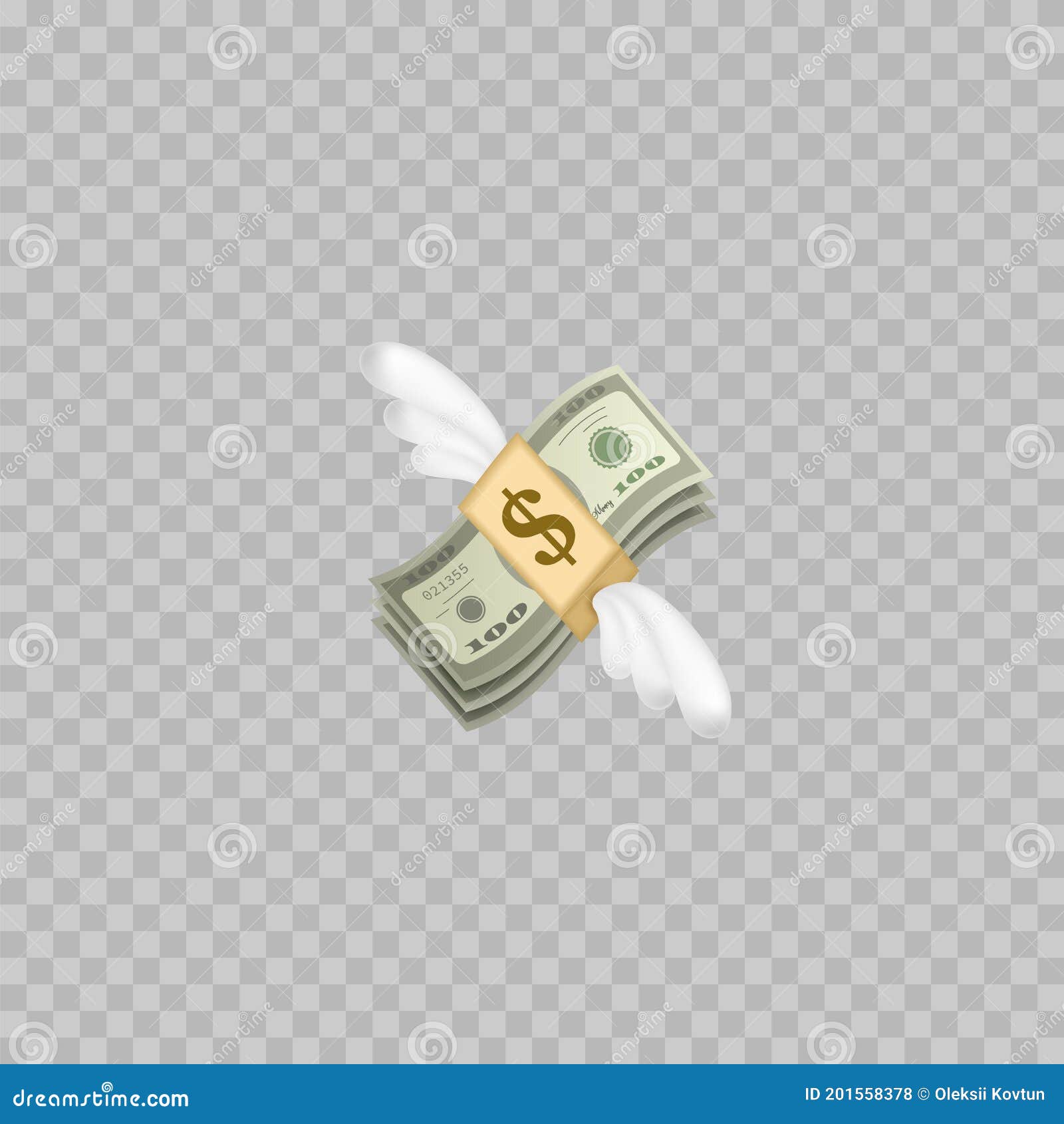 Flying Money Emoji with Wings. Dollar Stack Stock Vector Illustration