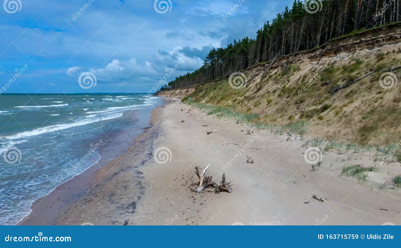 aerial view latvia jurkalne seashore bluffs up to 20 metres high.
