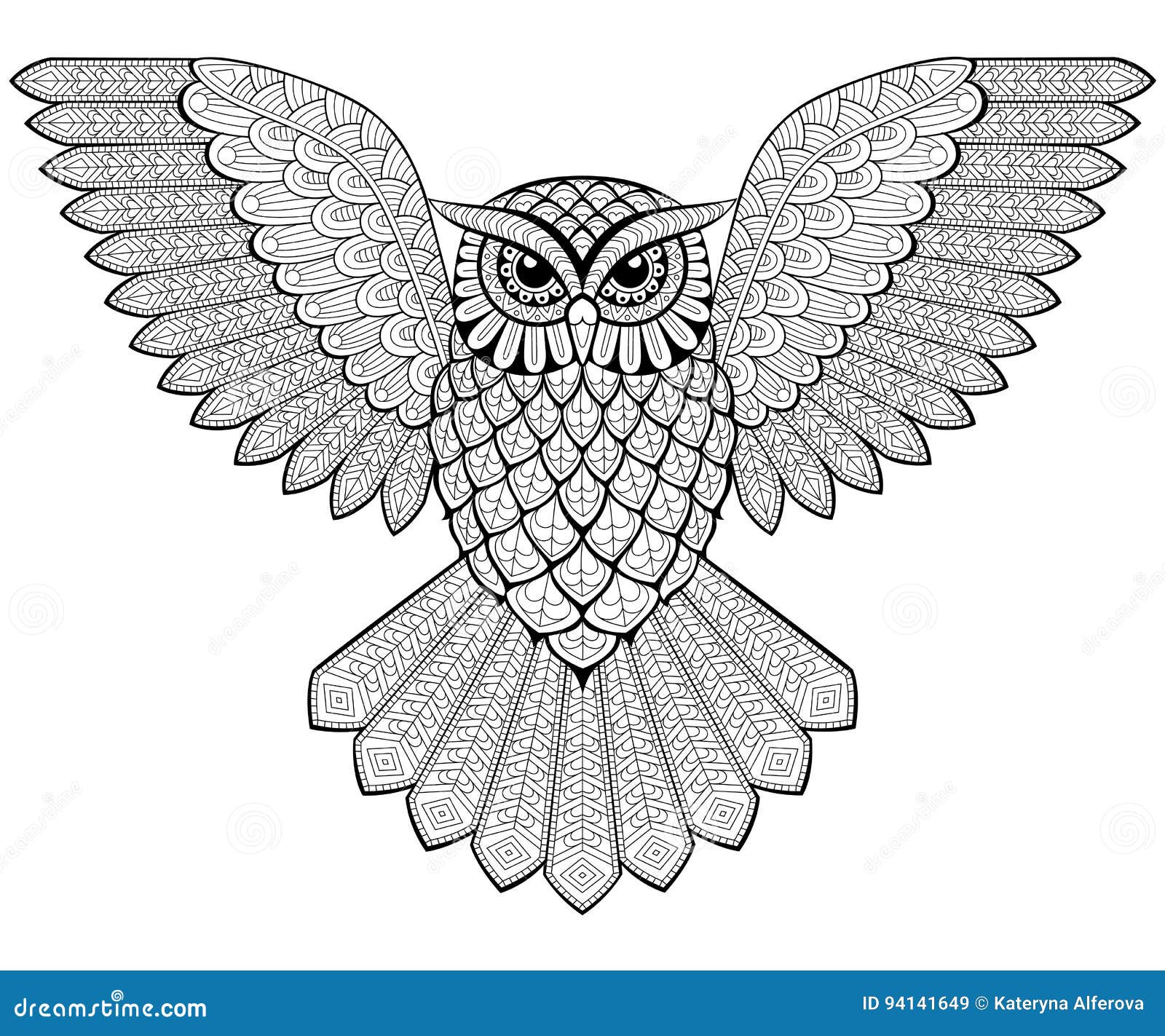 Decorative Owl on a Flowering Branch Coloring Book for Adults. Hand Drawn  Decorative Owl for the Anti Stress Coloring Page Stock Vector -  Illustration of abstract, drawn: 116211446