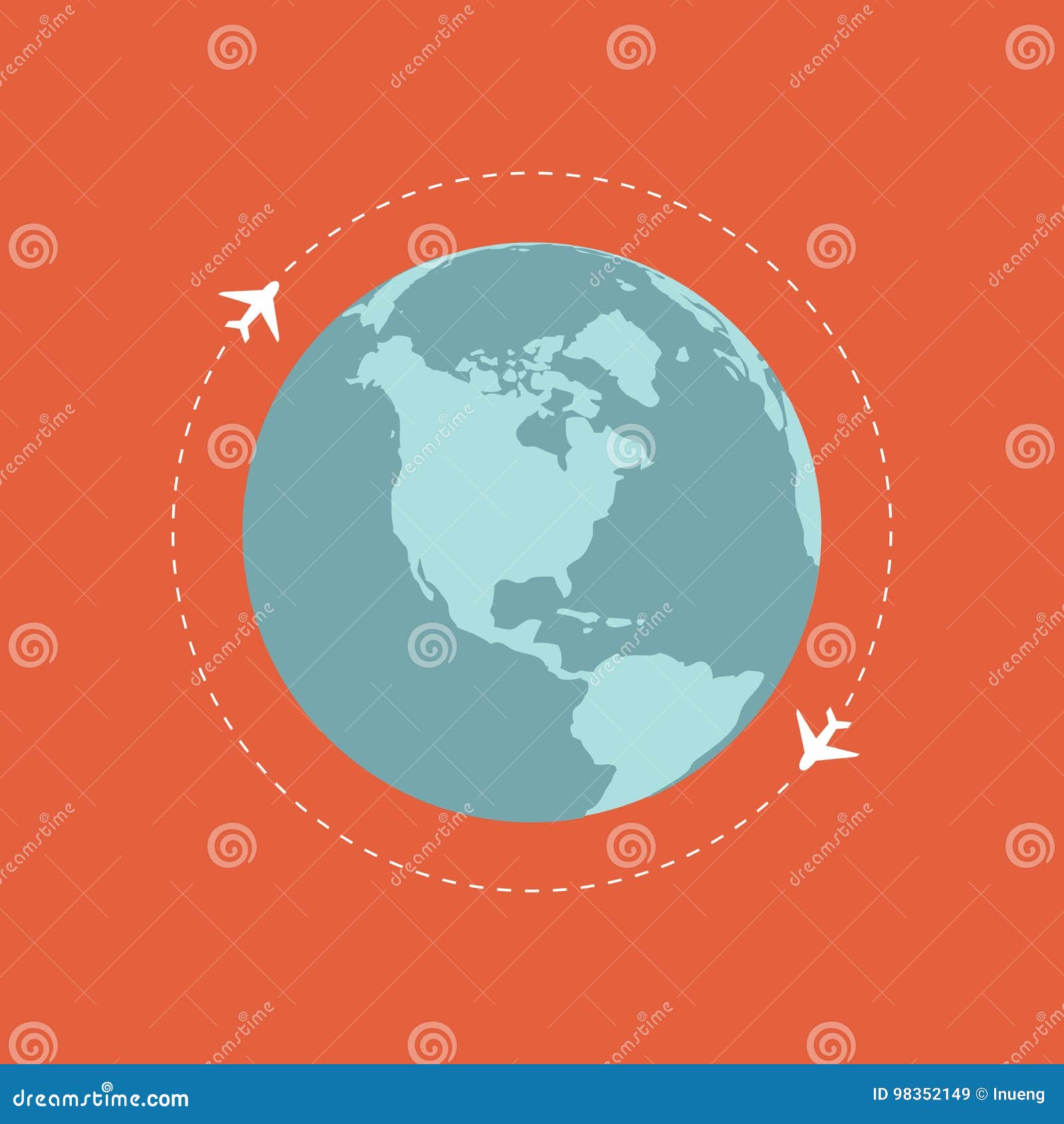 Flying Plane. the Path Plane. Flying Around the World Stock Vector - Illustration of airplane ...