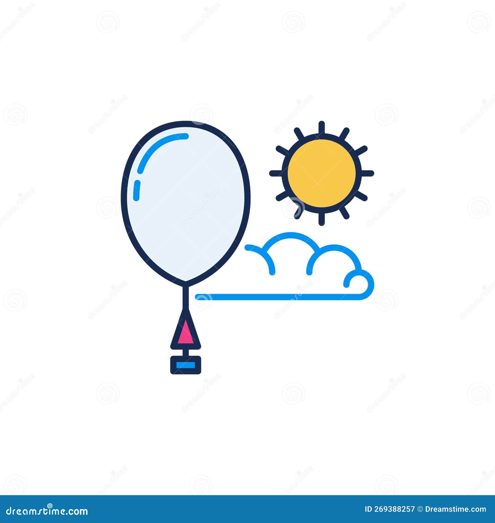 Flying Radiosonde in Sky Vector Concept Colored Icon Stock Illustration