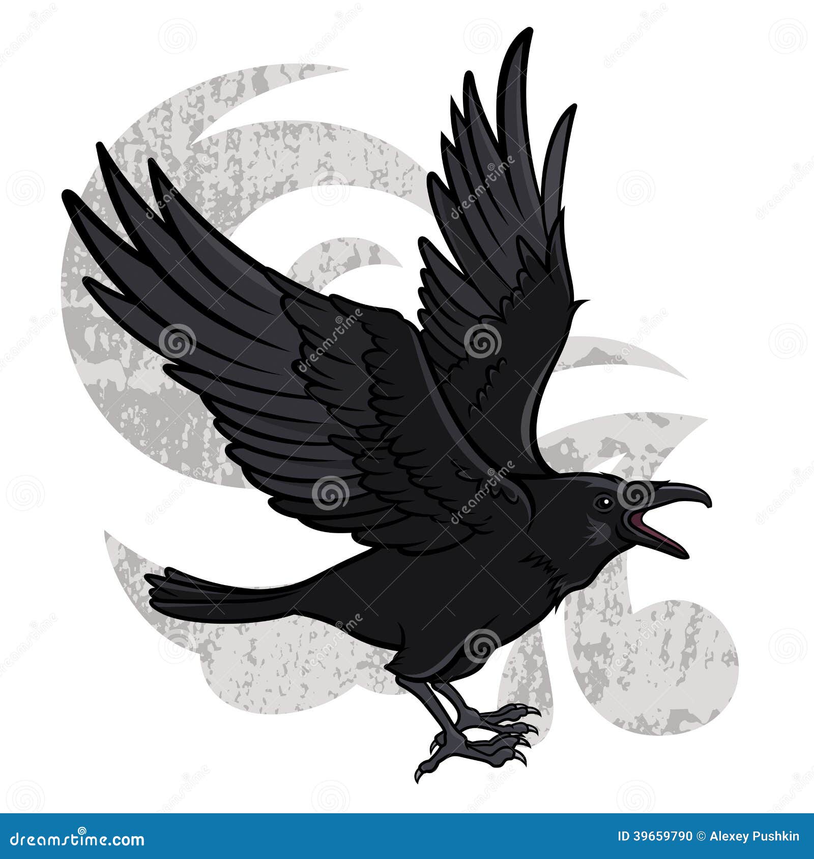 Download Flying Raven stock vector. Illustration of feather ...