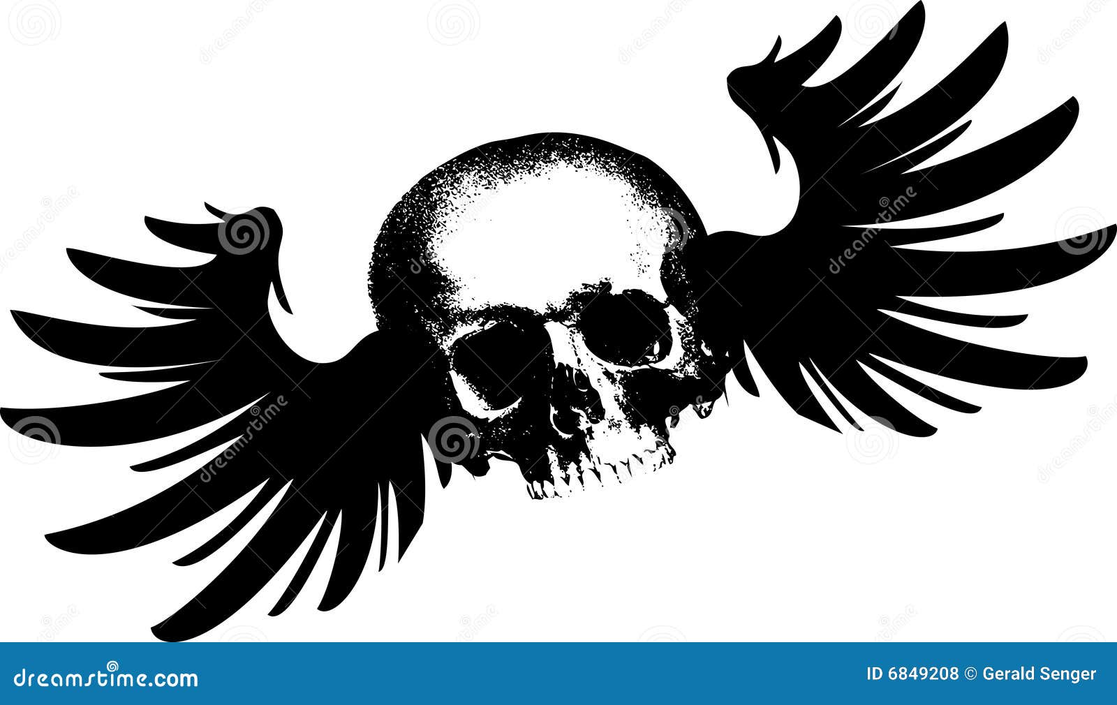 Flying Skull stock vector. Illustration of background - 6849208