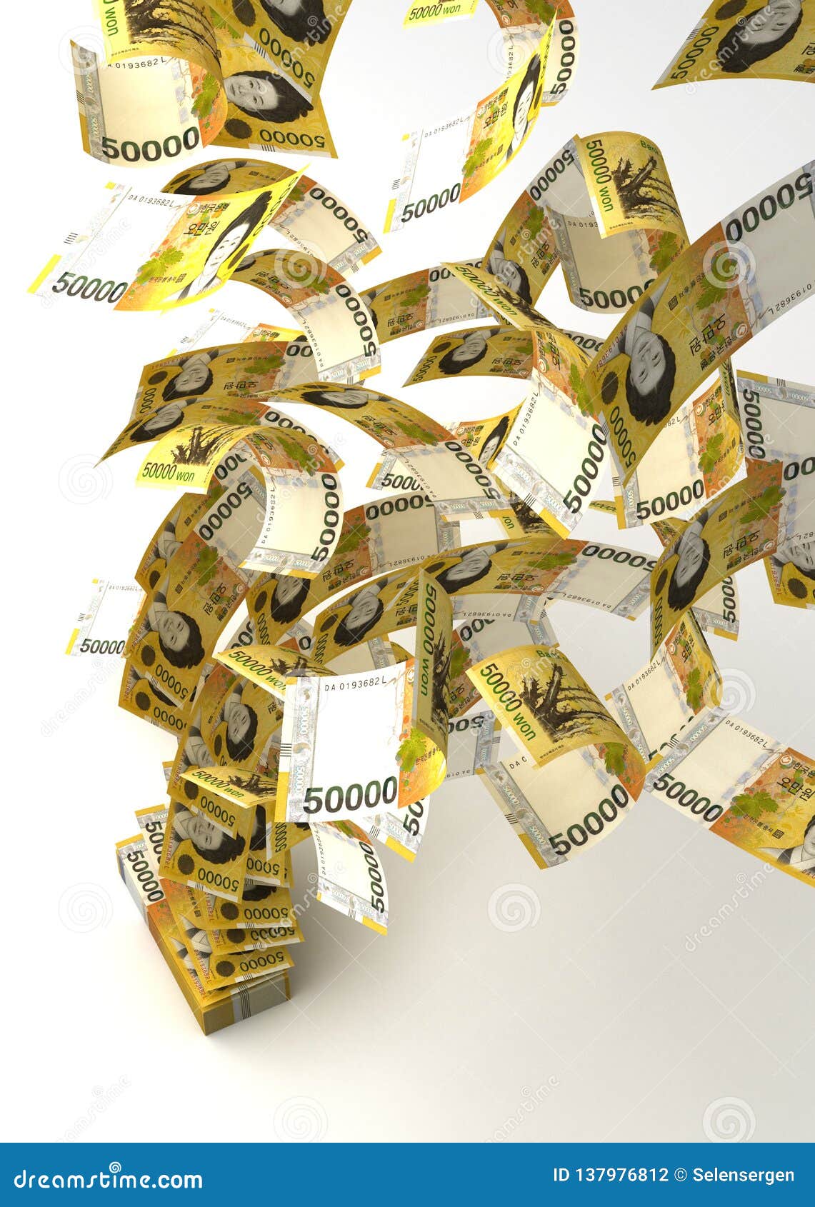 Flying South Korean Won stock illustration. Illustration of korean -  137976812