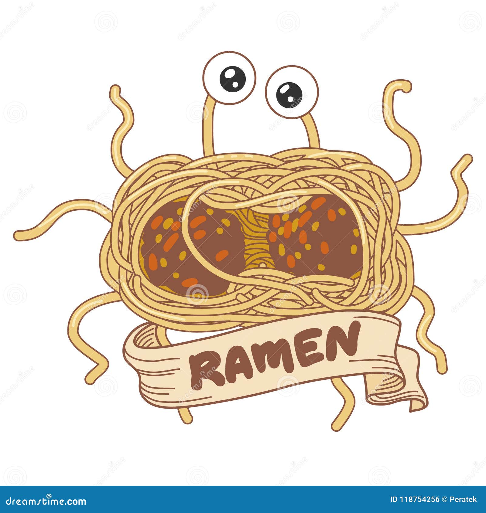 flying spaghetty monster.  hand drawn 