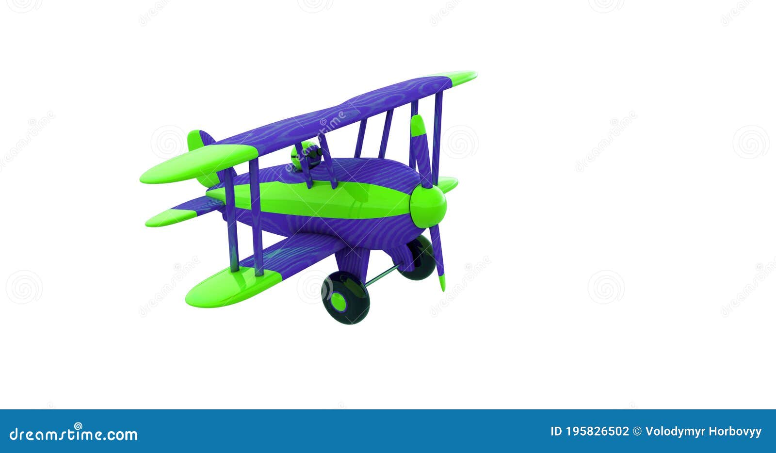 Flying a Toy Plane on a White Screen. 3D Render Stock Illustration