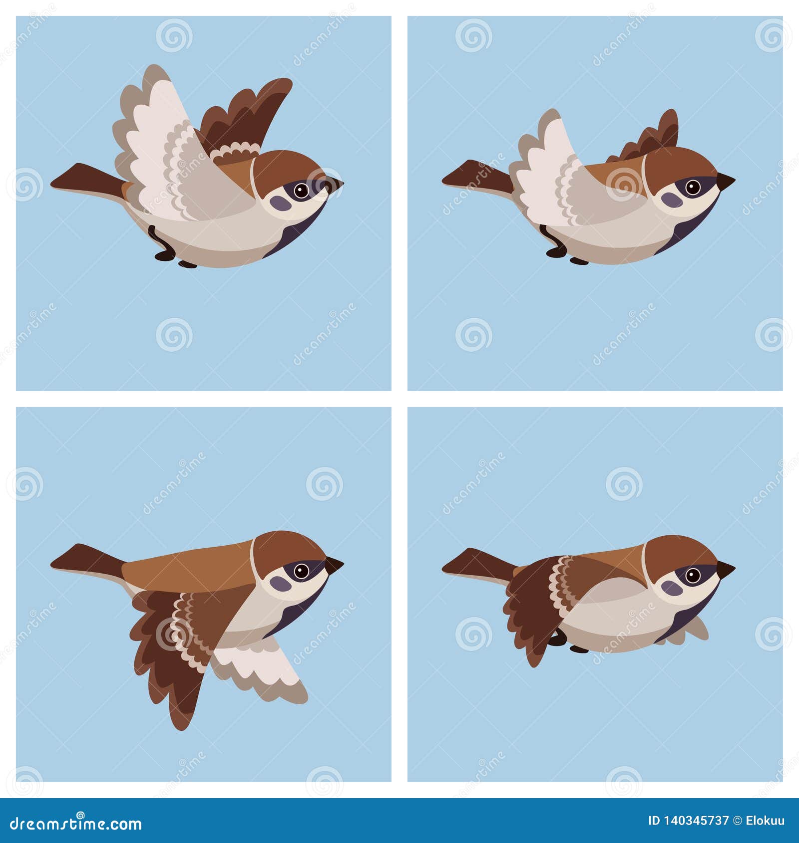 Download Flying Tree Sparrow Animation Sprite Sheet Stock Vector ...