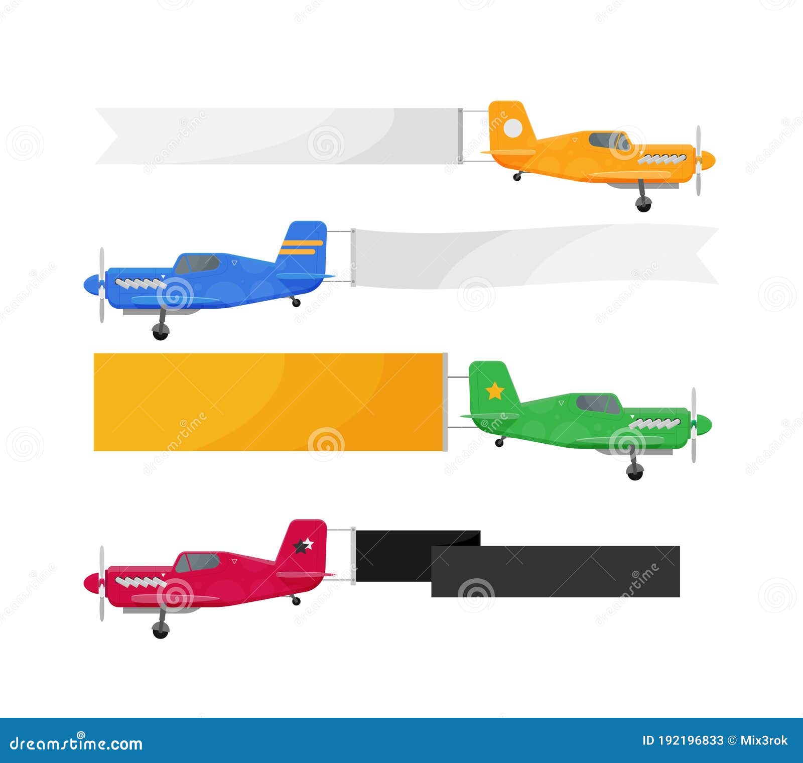 Flying Vintage Plane with the Advertising Banner Modern Flat Concept