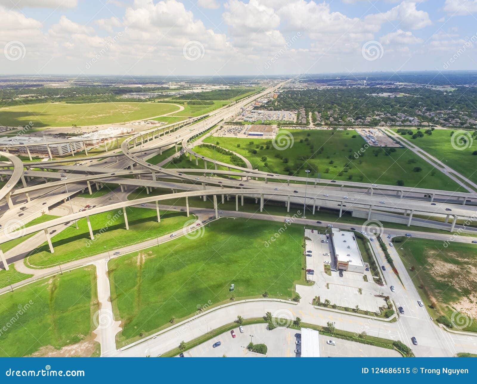 Flyover Katy Freeway Interstate 10 Stack Interchange Cloud Blue Stock