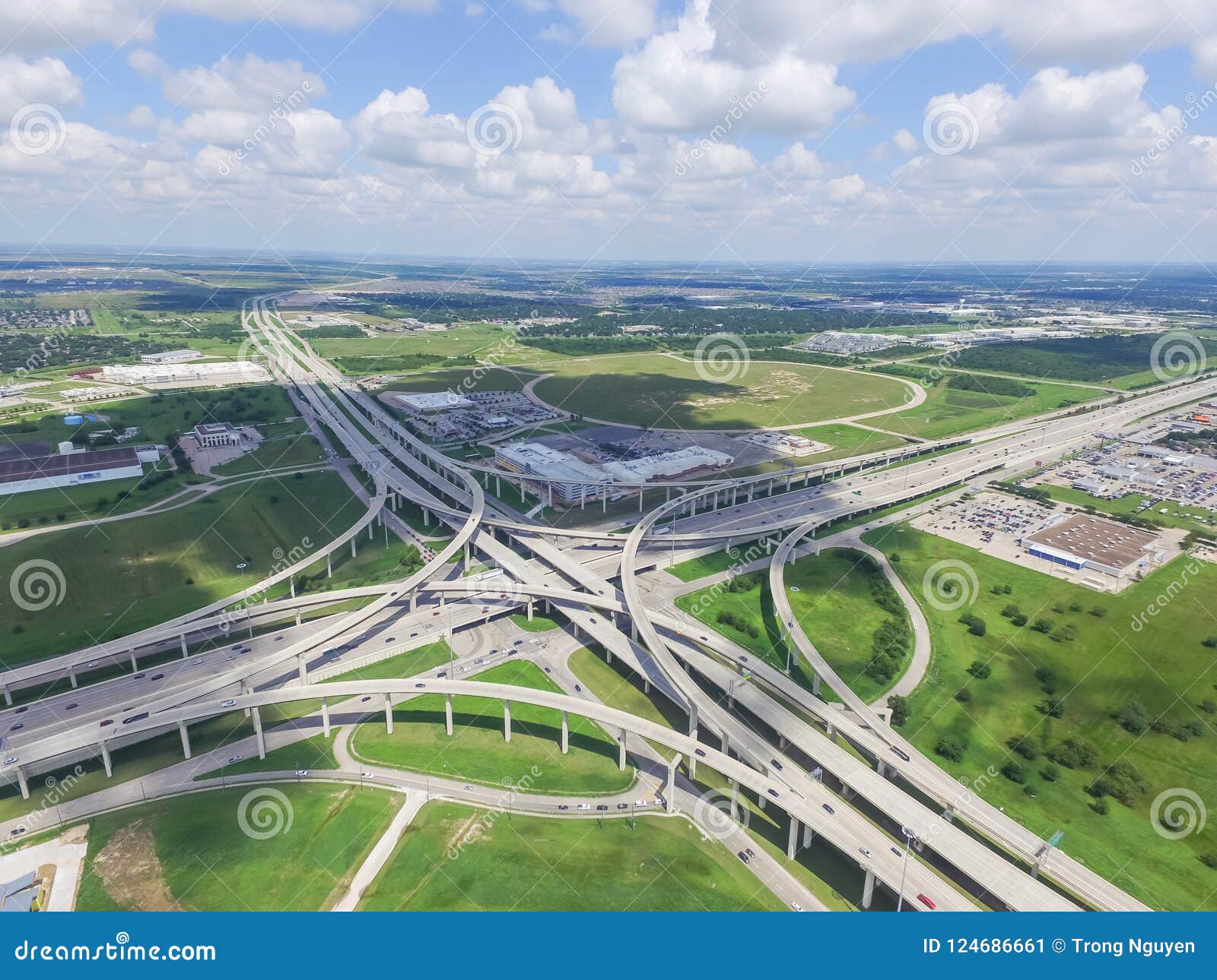 Flyover Katy Freeway Interstate 10 Stack Interchange Cloud Blue Stock Image Image of