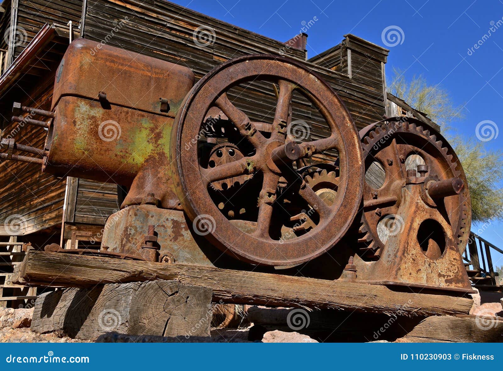 Old Rusty Gas Engine and Flywheel Stock Image Image of momentum