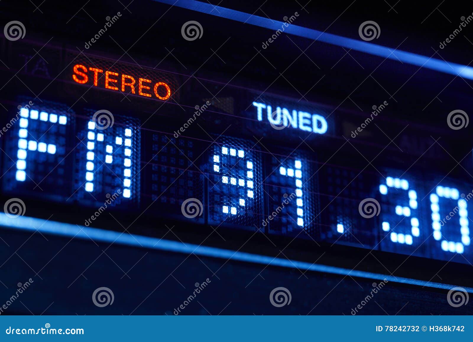 FM Tuner Radio Display. Stereo Digital Frequency Station Tuned Stock Photo  - Image of object, retro: 78242732