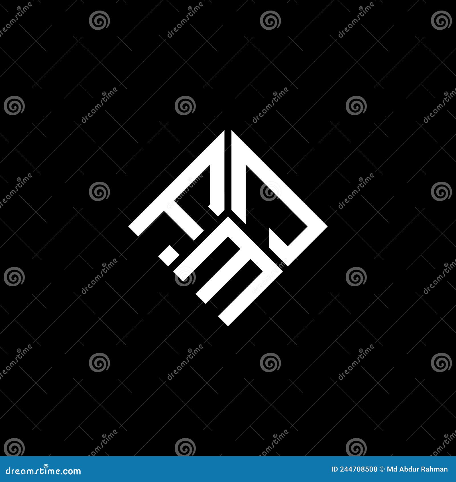 fmj letter logo  on black background. fmj creative initials letter logo concept. fmj letter 