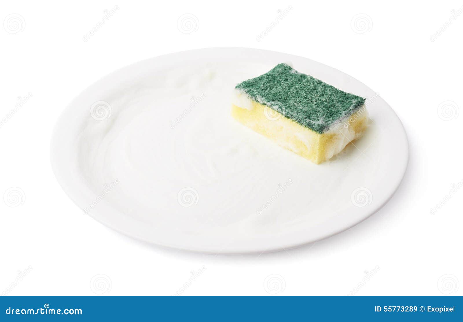 Foam Covered Sponge Over Ceramic Plate Stock Image Image of ceramis