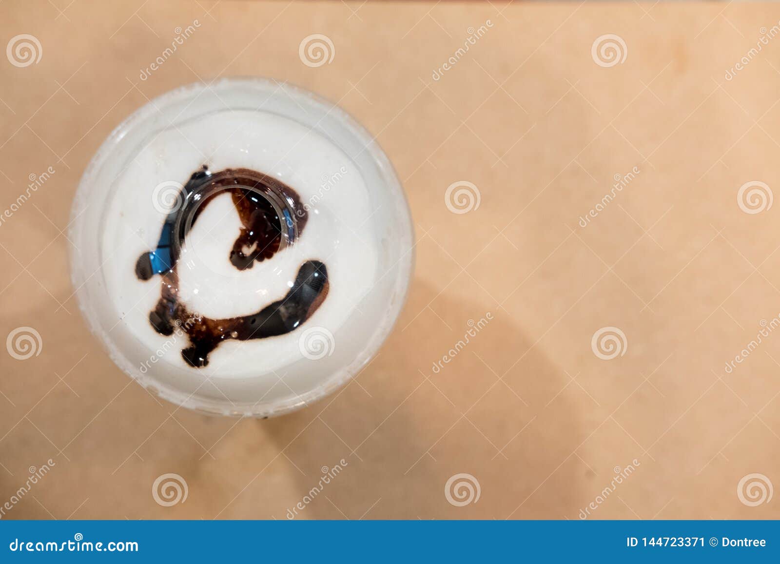 Foam Milk and Chocolate Sauce Stock Image Image of glass, milk 144723371