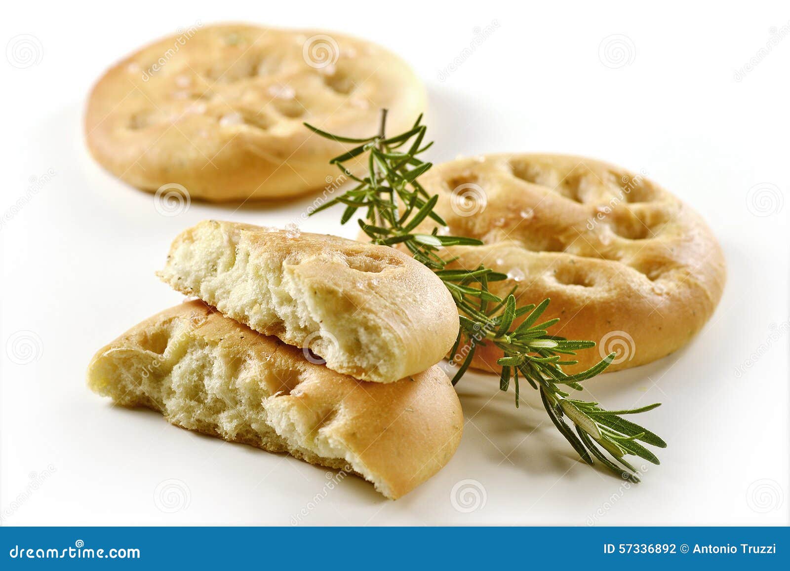 Focaccia Flat Bread with Rosemary _1 Stock Photo Image of small