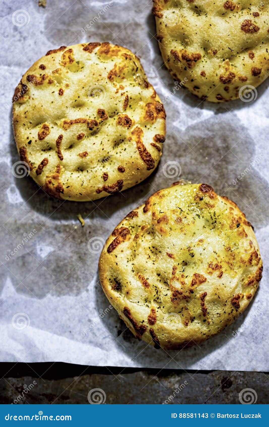 Focaccia stock image. Image of country, garlic, cooking 88581143