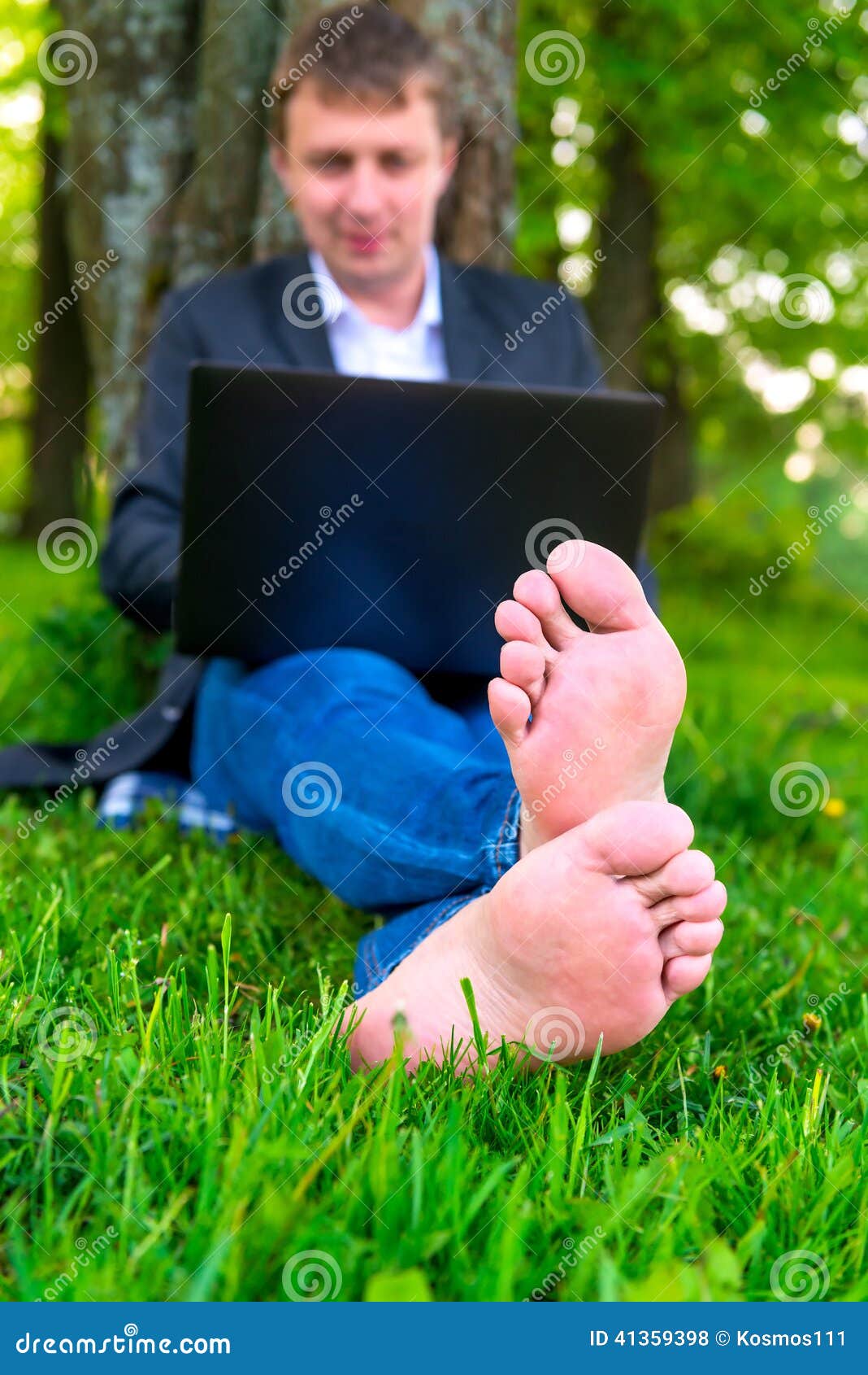 Focus On Bare Feet Of A Businessman Stock Photo - Image: 41359398