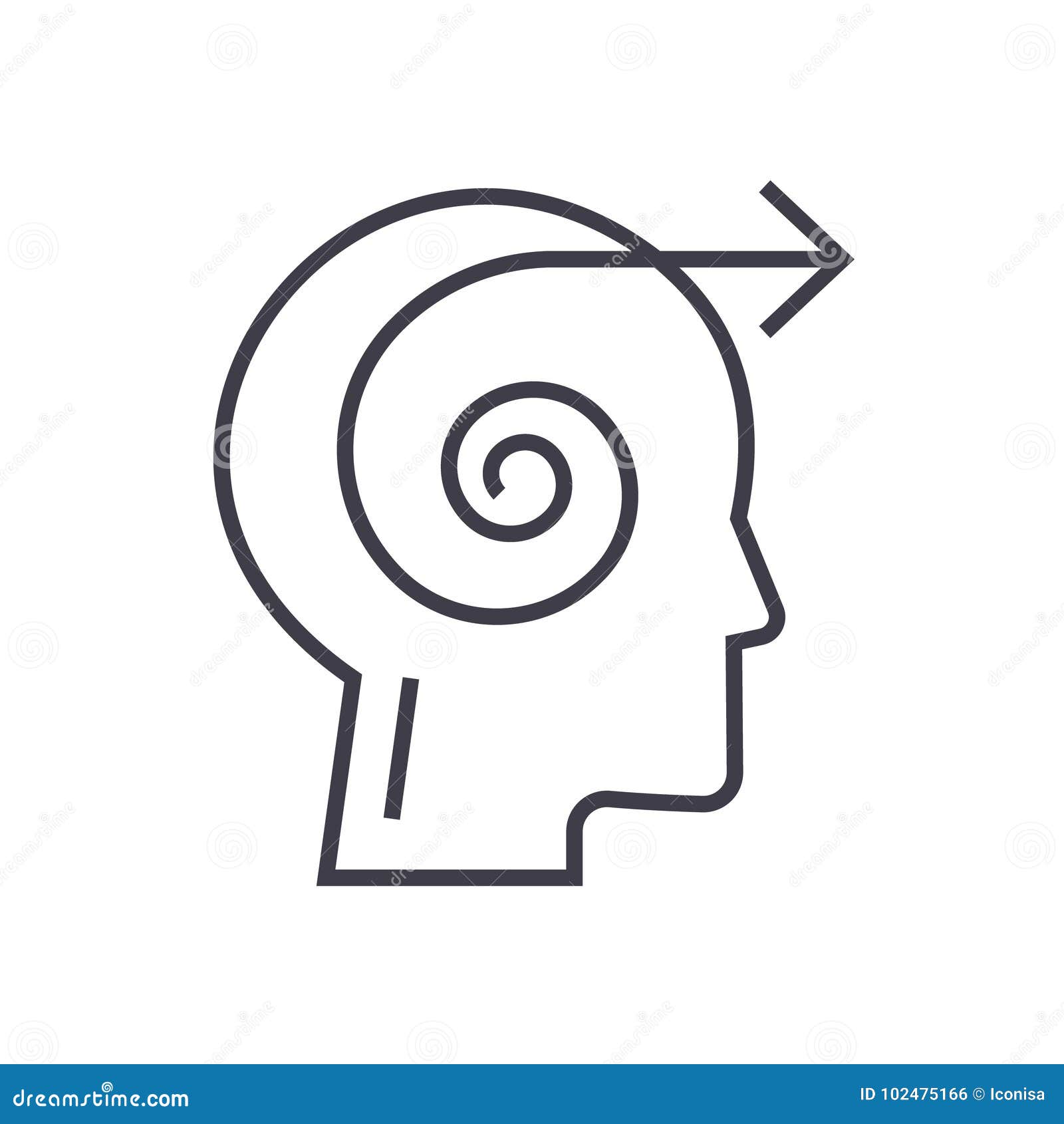 focus decision head linear icon, sign, ,  on  background