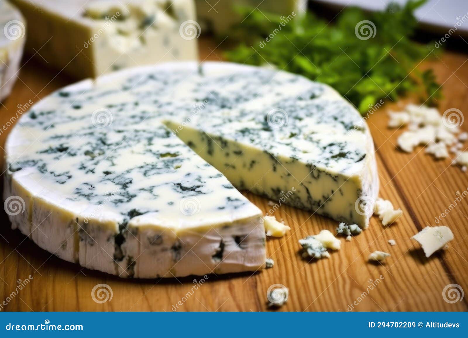 Focus on Moldy Spots of a Blue Cheese Wheel Stock Image Image of