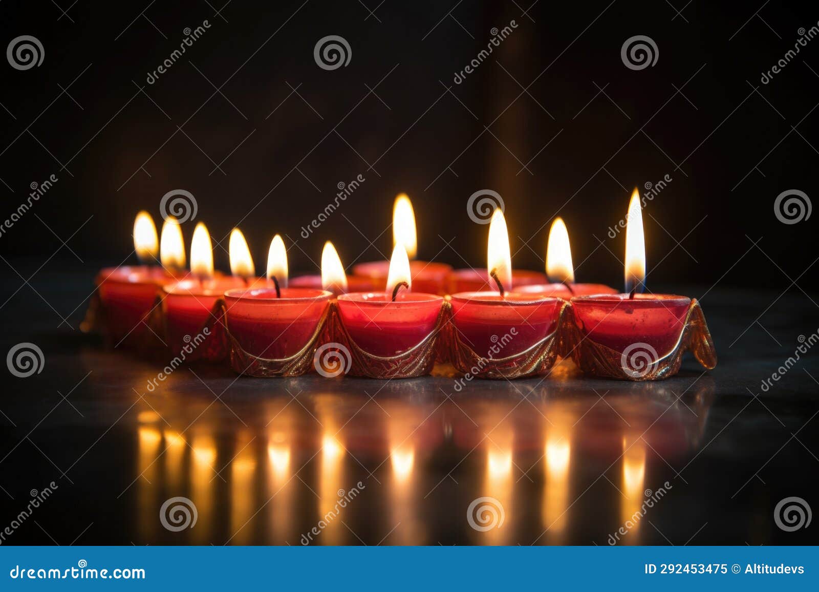 Focus on Seven Candles of Kinara Against a Blurred Backdrop Stock Image