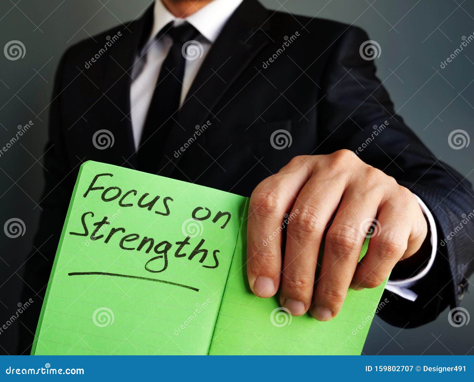 focus on strengths sign in the  notebook