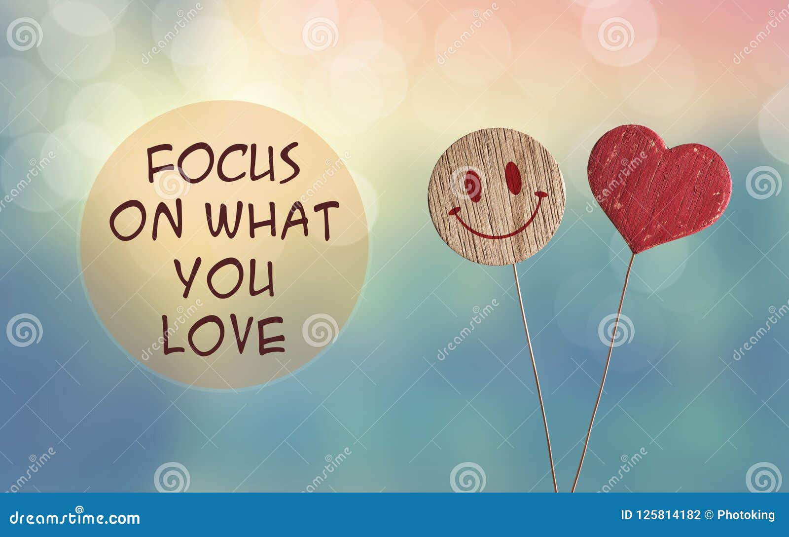 focus on what you love with heart and smile emoji