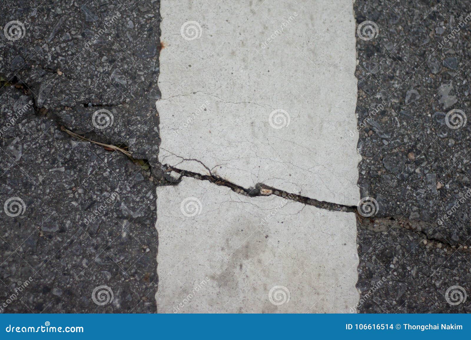 Line White Color on the Road is Broken. Stock Photo Image of line