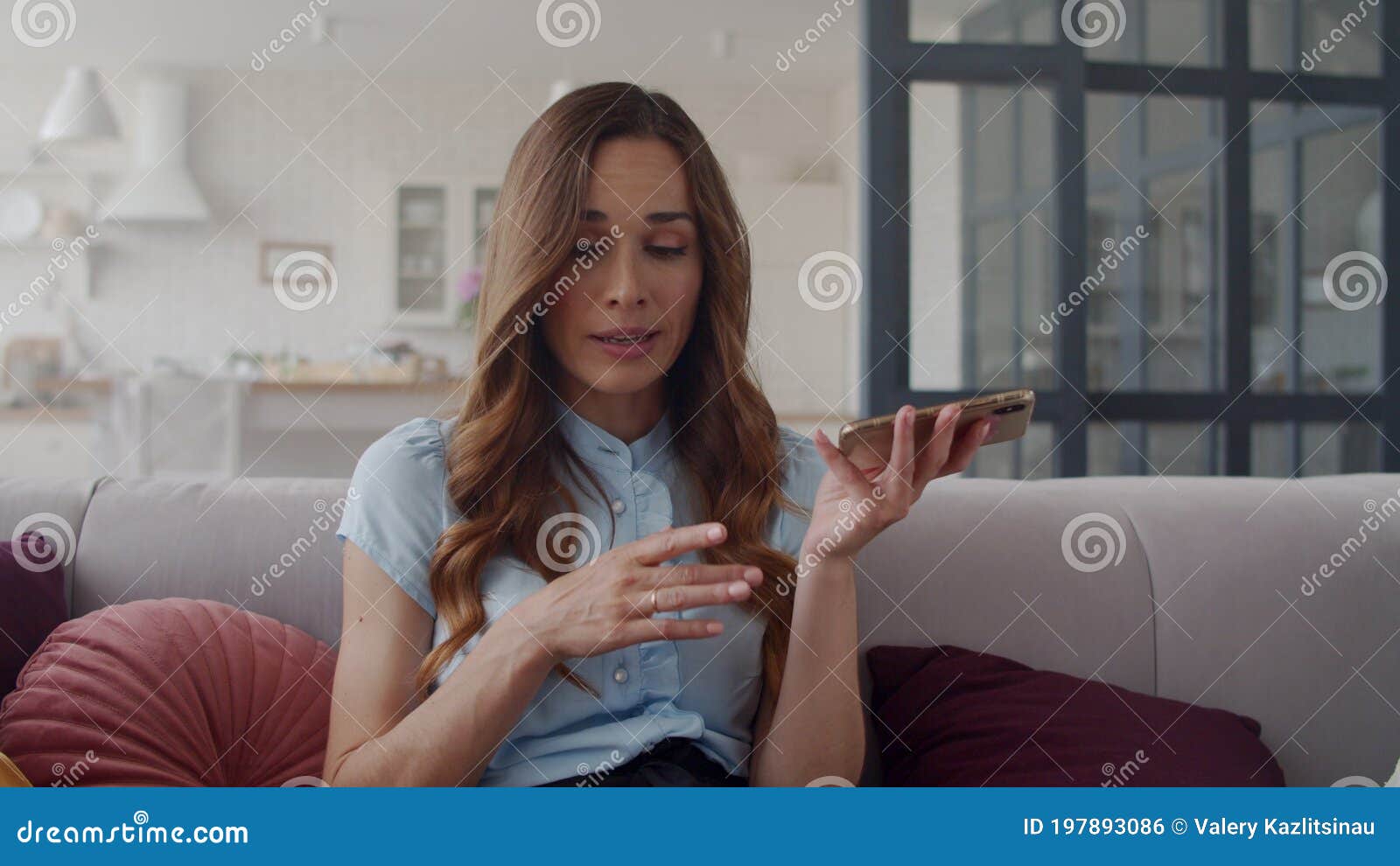 Focused Business Woman Making Phone Call at Home Office. Lady Speaking