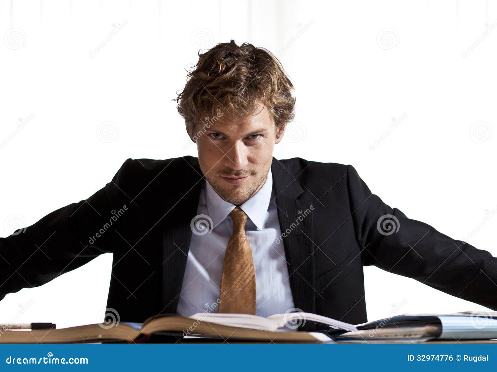 Focused Businessman Sitting at Desk Stock Photo Image of casual